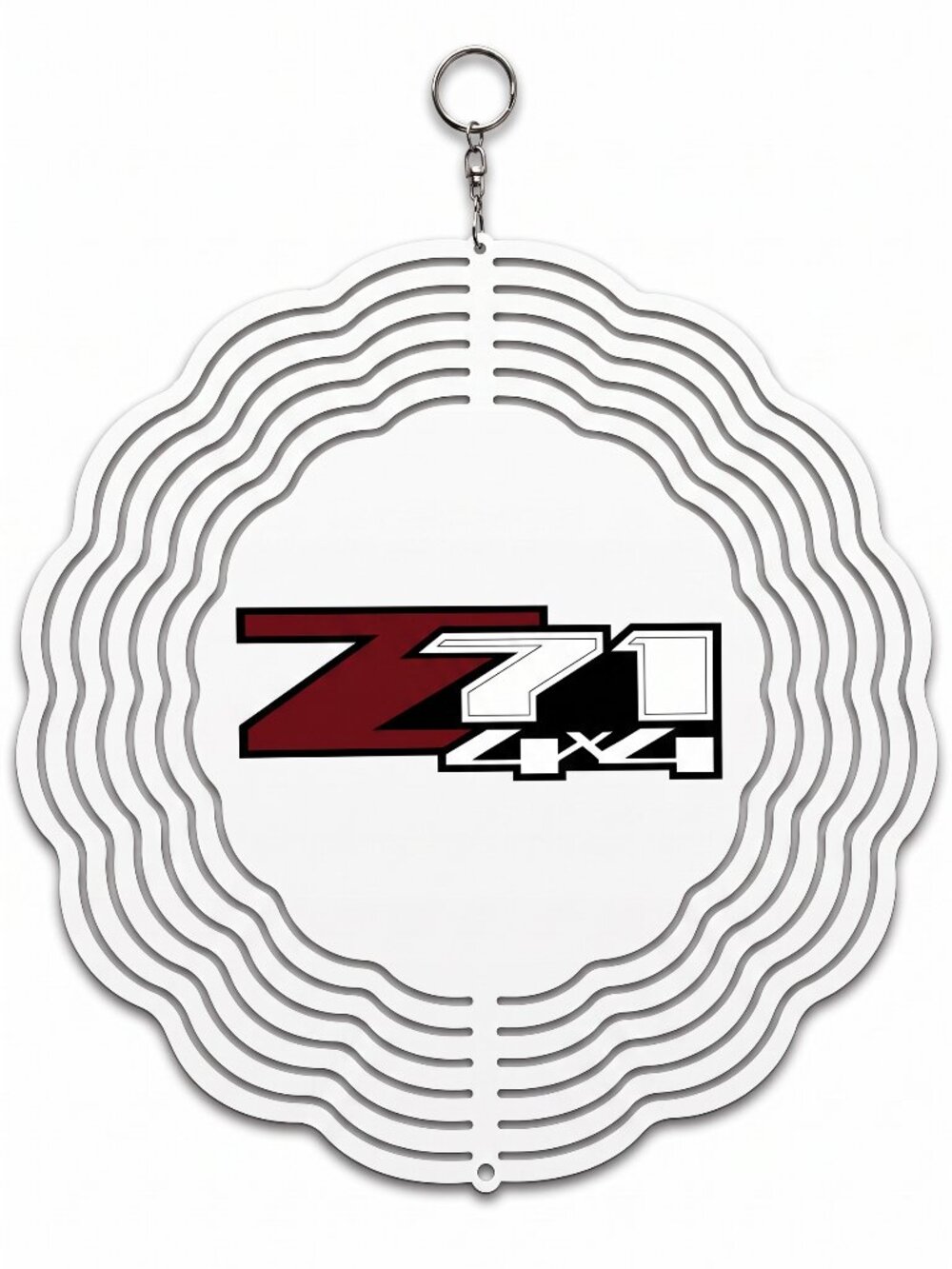 10" Chevy Z71 4X4 Kinetic Wind Spinner - Silver Metal Hanging Yard Decor